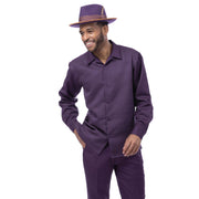 Grape Tone-on-Tone Long Sleeve 2-Piece Walking Suit by Montique