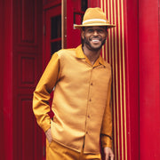Gold Tone-on-Tone Long Sleeve 2-Piece Walking Suit by Montique