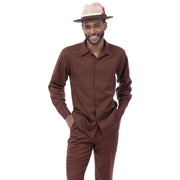 Brown Tone-on-Tone Long Sleeve 2-Piece Walking Suit by Montique