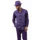 Cynos Collection: Montique Men’s Grape Checkerboard Jacquard Pattern Long Sleeve 2-Piece Walking Suit Set