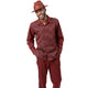 Cynos Collection: Montique Men’s Burgundy Checkerboard Jacquard Pattern Long Sleeve 2-Piece Walking Suit Set