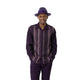 Plum Vertical Stripe Long Sleeve 2-Piece Walking Suit by Montique