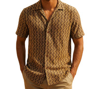 Brown Textured Novelty Short Sleeve Shirt by Stacy Adams
