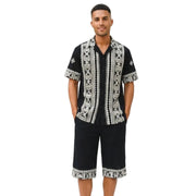 Black Embroidered 2-Piece Short Pants Walking Suit Set by Stacy Adams