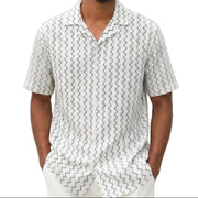 White Textured Novelty Short Sleeve Shirt by Stacy Adams