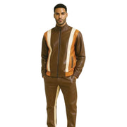 Stacy Adams Men’s Brown PU Jacket and Pants Set