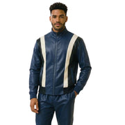 Stacy Adams Men’s Indigo PU Jacket and Pants Set
