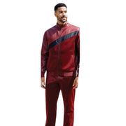 Fig 2-Piece Embossed Zip Jacket and Pants Set Regular Fit by Stacy Adams