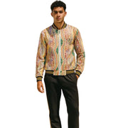 Brown Multicolor Wave Zip Jacket 2-Piece Walking Suit by Stacy Adams