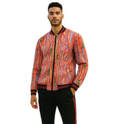 Red Multicolor Wave Zip Jacket 2-Piece Walking Suit by Stacy Adams