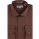 Coronis Collection: Henry Picard Brown Solid Long Sleeve Button-Up Shirt with Front Pocket