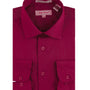 Coronis Collection: Henry Picard Wine Solid Long Sleeve Button-Up Shirt with Front Pocket