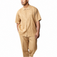 Khaki Tone-on-Tone Short Sleeve 2-Piece Walking Suit