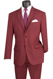 Men’s 2-Piece Regular Fit Single-Breasted Suit - Burgundy