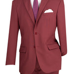 Victonique Collection: Burgundy 2 Piece Solid Color Single Breasted Regular Fit Suit