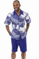 Montique Purple Abstract Design Walking Suit 2 Piece SHORTS SET 72204
