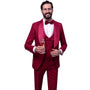 Crinale Collection: Wine 3-Piece Solid Pattern Tuxedo with Fancy Vest