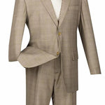 Fashinique Collection: Tan 2 Piece Glen Plaid Single Breasted Regular Fit Suit