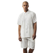Men's White 2 Piece Embroidered Short Pants Set by Stacy Adams