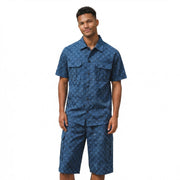 Blue Denim Cargo Embroidered 2-Piece Short Set by Stacy Adams