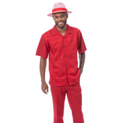 Montique Red Tone-on-Tone 2-Piece Walking Suit