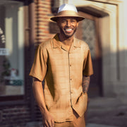 Montique Camel Tone-on-Tone 2-Piece Walking Suit