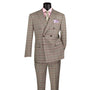 Luxelito Collection: Light Taupe 2 Piece Glen Plaid Double Breasted Modern Fit Suit