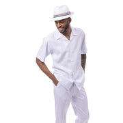 Montique White Tone-on-Tone 2-Piece Walking Suit