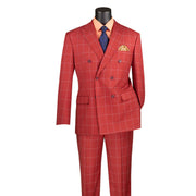 Men’s 2-Piece Windowpane Double-Breasted Modern Fit Suit - Baked Apple