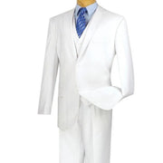 Men’s 3-Piece Solid Suit Regular Fit with Vest - White