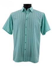 Regent's Line Seafoam Green Vertical Stripe Microfiber Short Sleeve Shirt – Full Cut