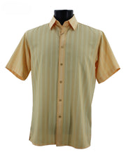 Regent's Line Canary Vertical Stripe Microfiber Short Sleeve Shirt – Full Cut