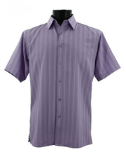 Regent's Line Lavender Vertical Stripe Microfiber Short Sleeve Shirt – Full Cut