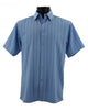 Regent's Line Slate Blue Vertical Stripe Microfiber Short Sleeve Shirt – Full Cut