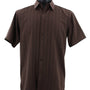 Regent's Line Chocolate Brown Vertical Stripe Microfiber Short Sleeve Shirt – Full Cut