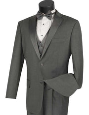Men’s 4 Piece Regular Fit Tuxedo with Vest and Bow Tie - Gray
