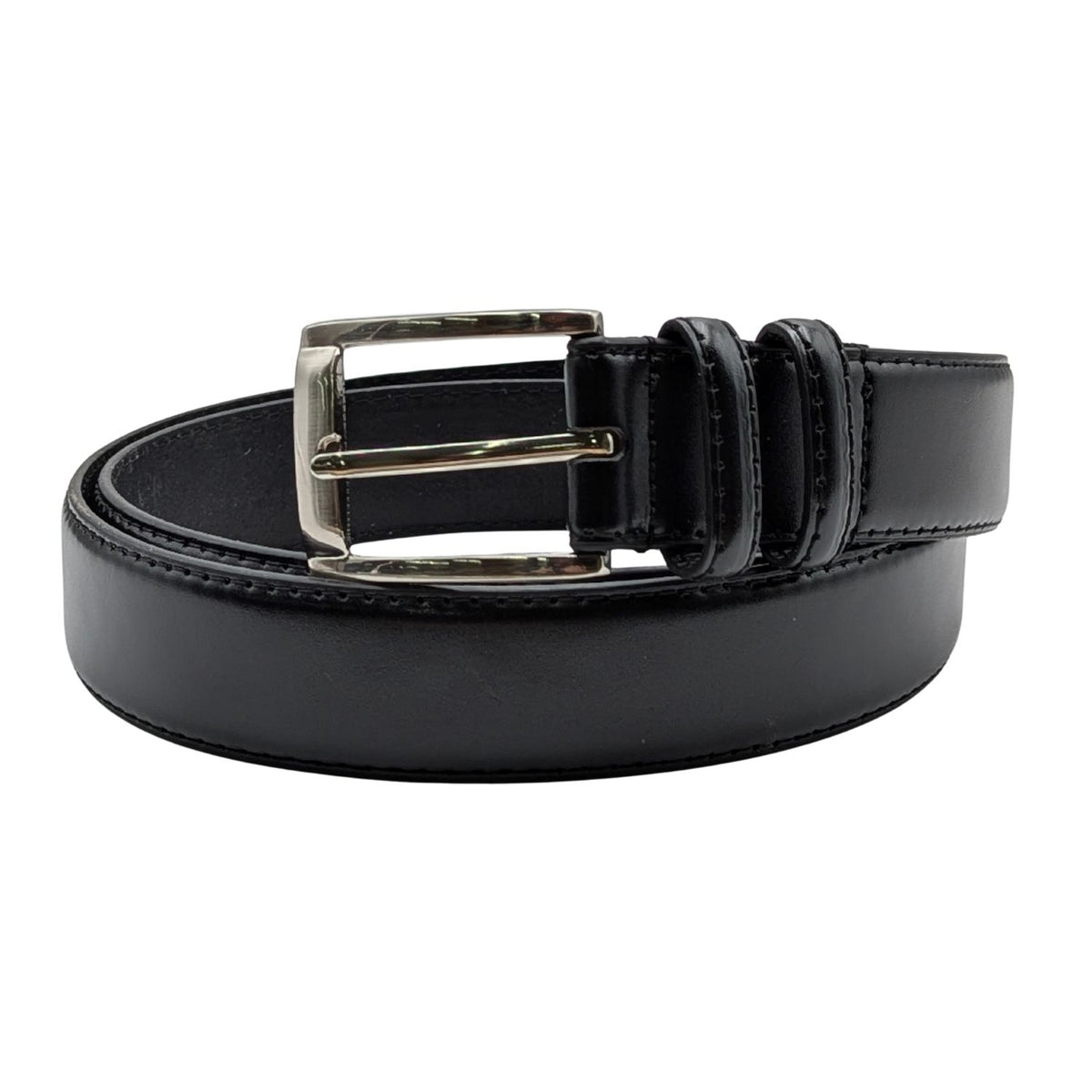 belt dress for men Men's Classic Black Leather Belt with Silver Buckle – Belmor Collection, Belt-50