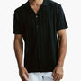Knitted Design Polo Short Sleeve Shirt 51001 - Black