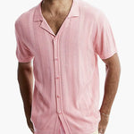 Knitted Design Polo Short Sleeve Shirt 51001 - Pink