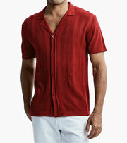 Men's Red Short Sleeve Knit Polo Shirt