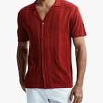 Knitted Design Polo Short Sleeve Shirt 51001 - Red