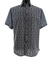 Black Geometric Medallion Print Short Sleeve Shirt