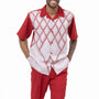 Cranberry Criss Cross Print Walking Suit 2 Piece SHORTS SET 72206
