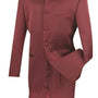 Gentry Glam Collection: Burgundy 2 Piece Banded Collar Single Breasted Regular Fit Suits