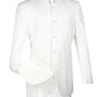 Gentry Glam Collection: White 2 Piece Banded Collar Single Breasted Regular Fit Suit
