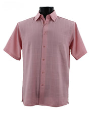 Men’s Pink Textured Short Sleeve Shirt Full Cut