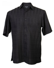 Men’s Black Textured Short Sleeve Shirt Full Cut