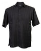 ShadowGrid Collection Black Plaid Texture Microfiber Short Sleeve Shirt – Full Cut