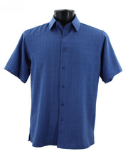 Men’s Royal Blue Textured Short Sleeve Shirt Full Cut