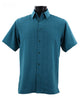 ShadowGrid Collection Teal Plaid Texture Microfiber Short Sleeve Shirt – Full Cut